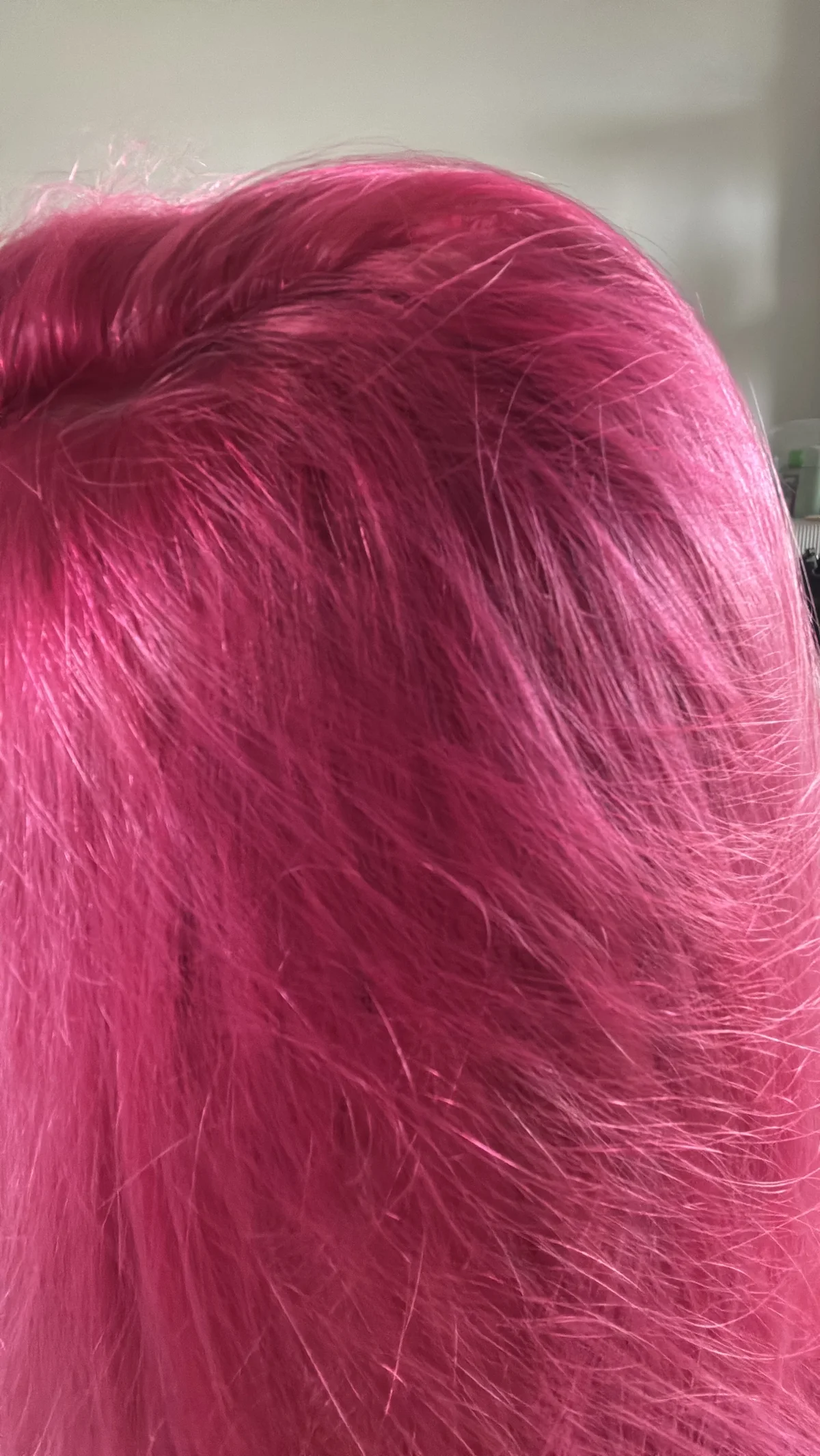 Vivid pink hair photographed by customer Freya Conway