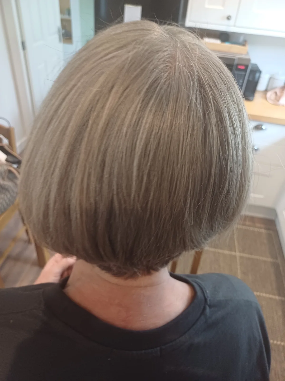 Smooth rounded bob photographed from the back